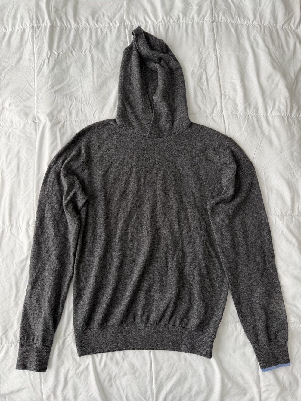 Greyson Koko Hoodie Sweater Men’s M Grey Wool Cashmere Brand Logo Quiet Luxury